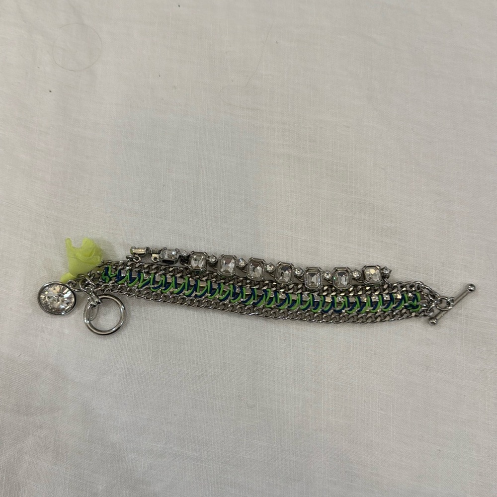 Crystal toggle silver bracelet